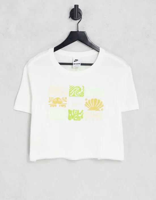 Spring Break essential cropped t-shirt in off white