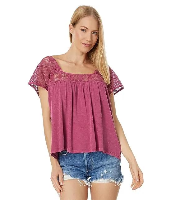 Square Neck Lace Beach Tee