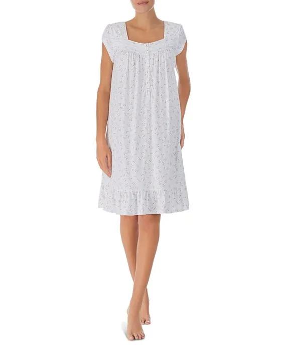 Square Neck Printed Short Nightgown