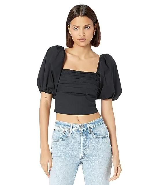 Square Neck Ruched Puff Sleeve Top