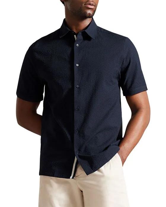 Stansho Seersucker Short Sleeve Button Front Shirt