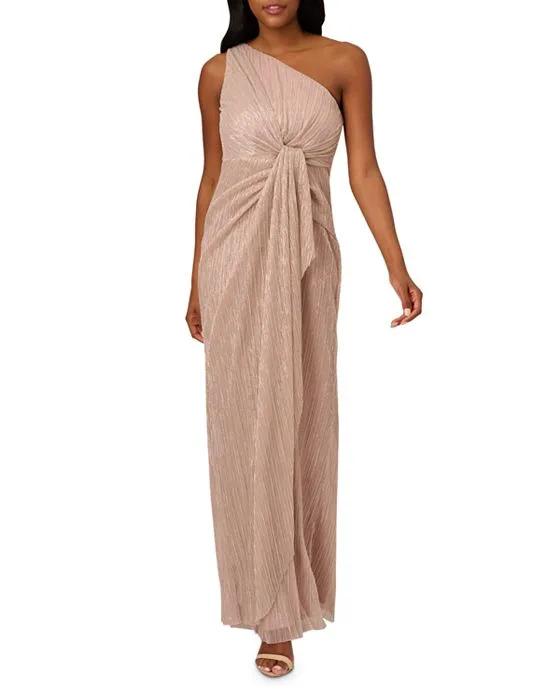 Stardust Pleated One Shoulder Gown
