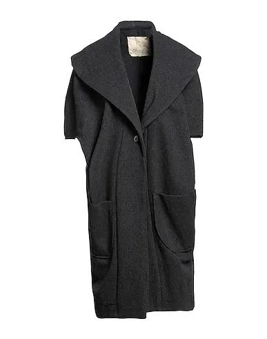 Steel grey Boiled wool Full-length jacket