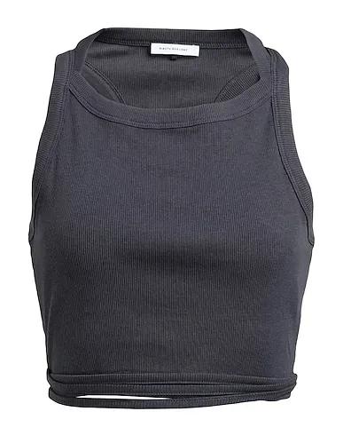 Steel grey Crop top EAMON ORG CTN 2X2 CROPPED TIE WAIST TOP
