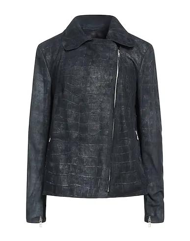 Steel grey Leather Biker jacket
