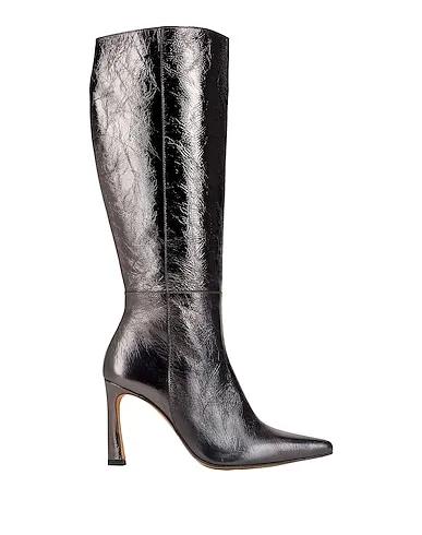 Steel grey Leather Boots METALLIC LEATHER POINTY-TOE  BOOT
