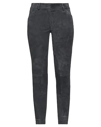 Steel grey Leather Casual pants