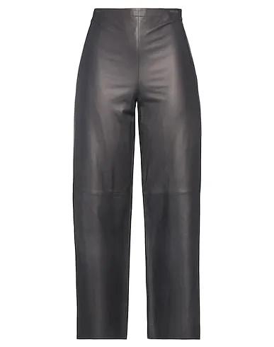 Steel grey Leather Casual pants