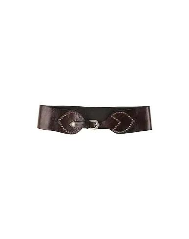 Steel grey Leather High-waist belt