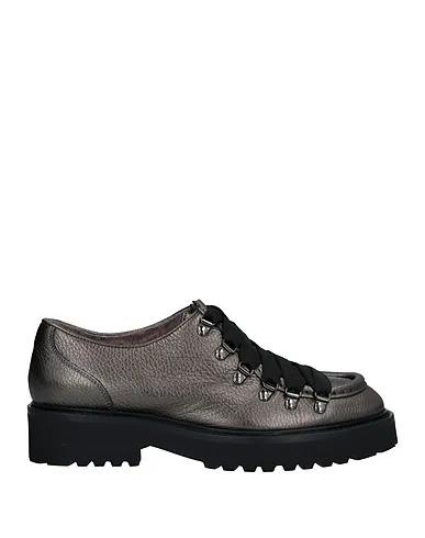 Steel grey Leather Laced shoes