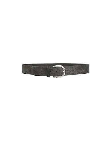 Steel grey Leather Regular belt