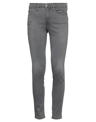 Steel grey Plain weave Denim pants