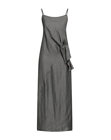 Steel grey Plain weave Long dress