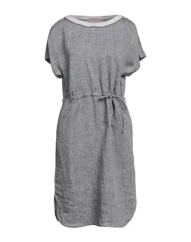Steel grey Plain weave Midi dress