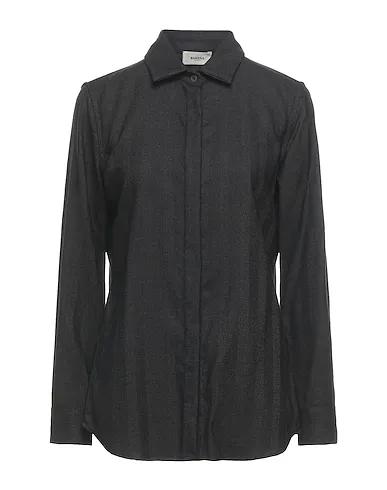 Steel grey Plain weave Patterned shirts & blouses