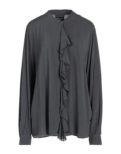 Steel grey Plain weave Solid color shirts & blouses