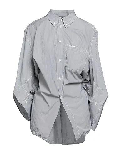 Steel grey Plain weave Striped shirt