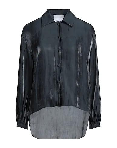 Steel grey Satin Solid color shirts & blouses