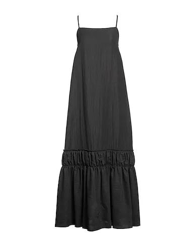 Steel grey Silk shantung Long dress