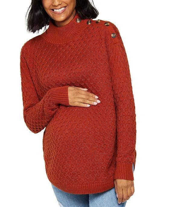 Stitched Mock-Neck Maternity Sweater