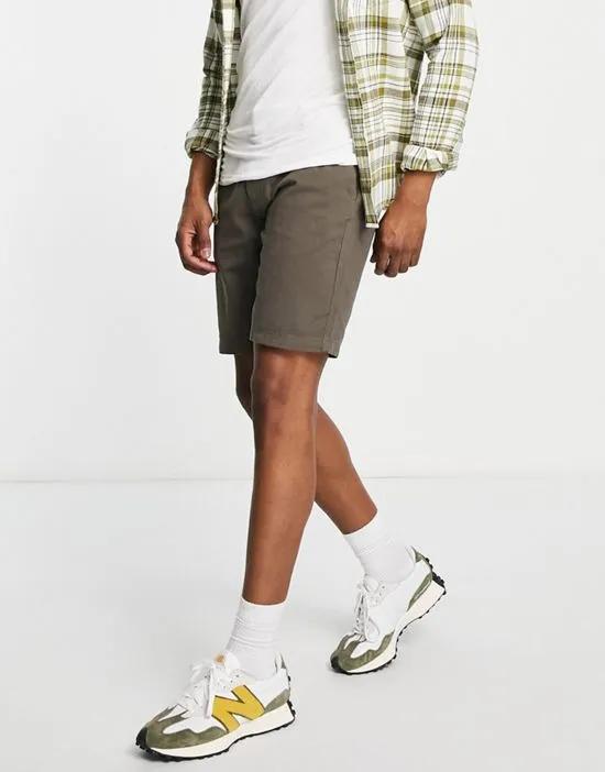 straight fit chino shorts in brown