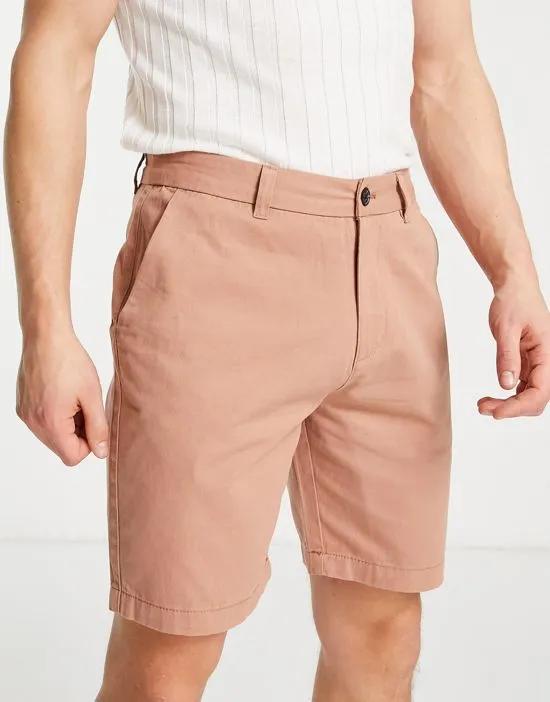 straight fit chino shorts in light brown