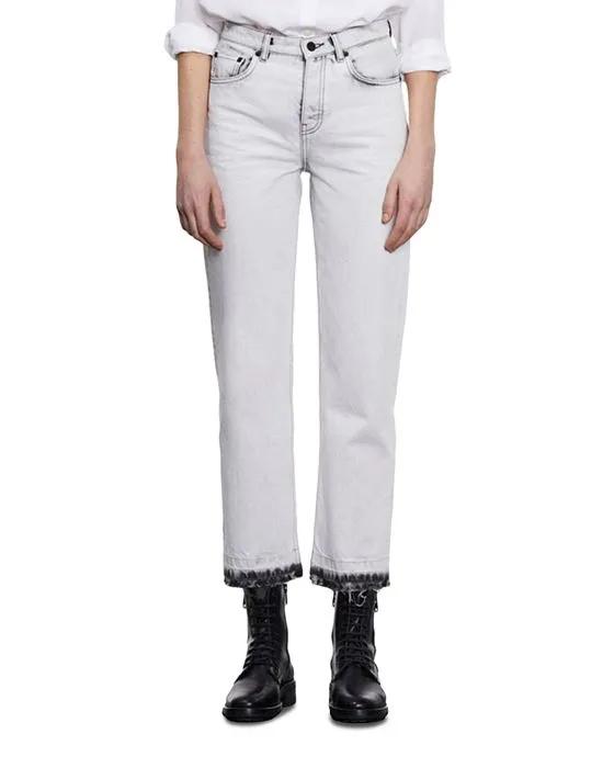 Straight Leg Bleached Jeans in White 