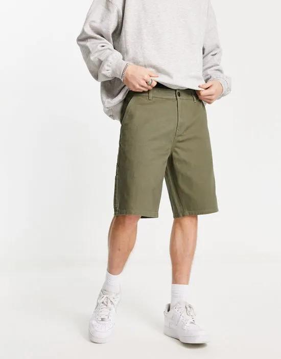 straight leg carpenter shorts in khaki