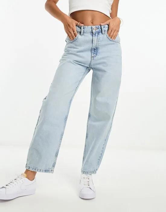straight leg jeans in bleached wash