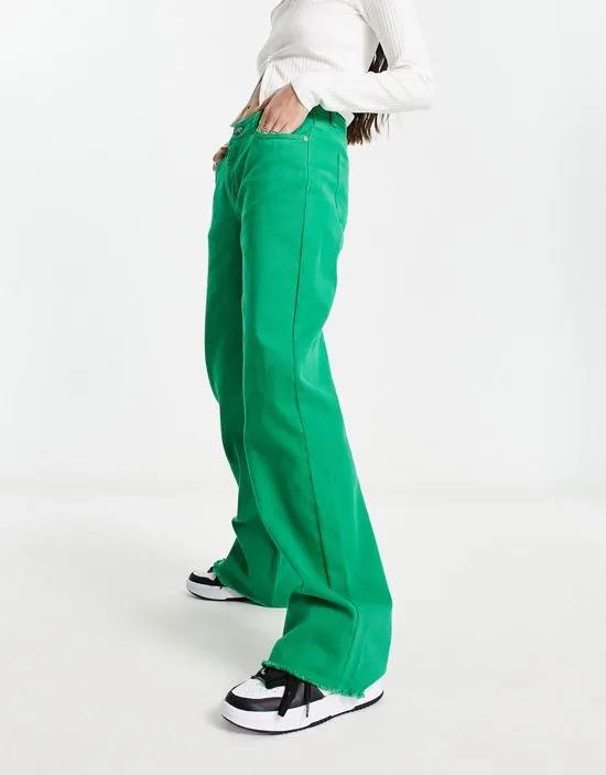 straight leg jeans in green