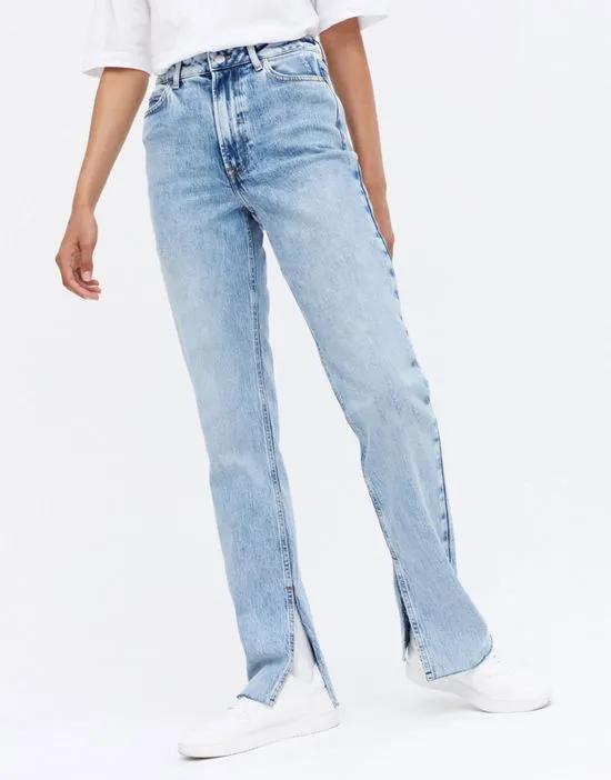 straight leg jeans in light blue