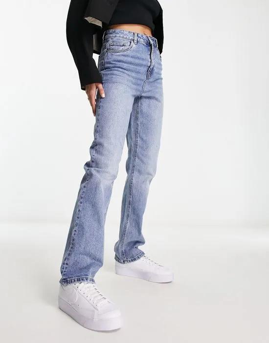 straight leg jeans in light blue