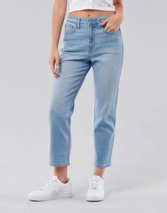straight leg jeans in mid wash