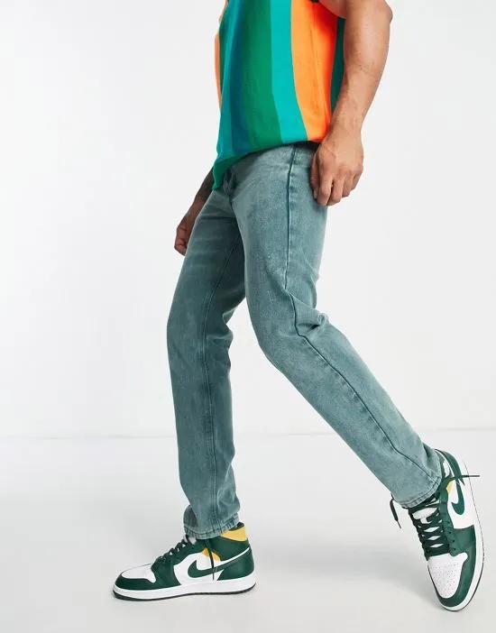 straight leg jeans in washed green denim - part of a set
