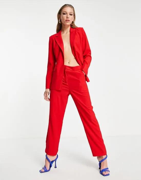 straight leg pants in fiery red