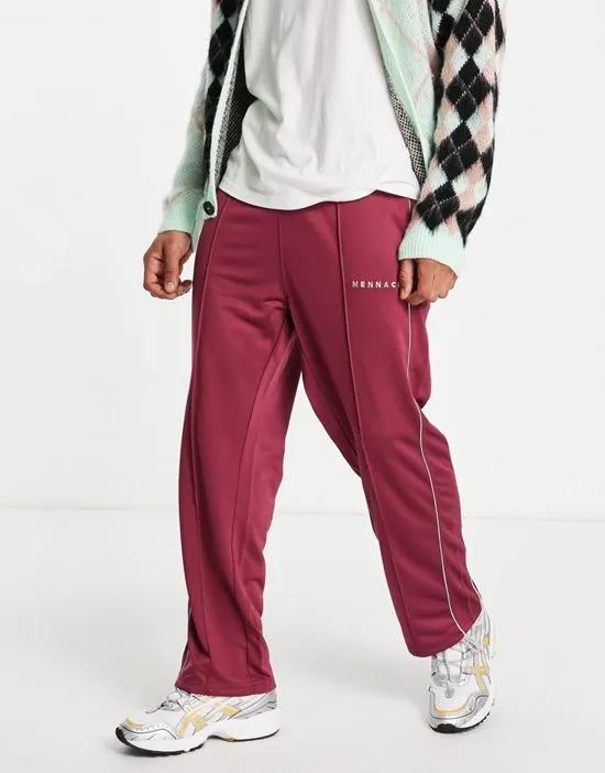 straight leg sweatpants in burgundy with off-white side stripe