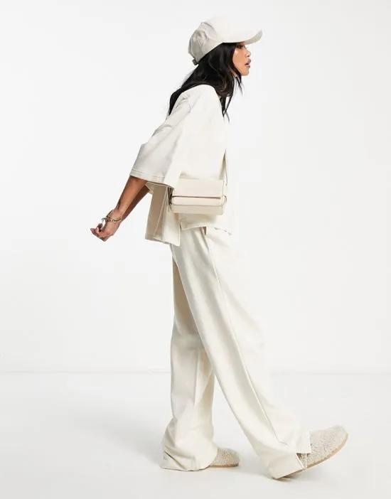 straight leg sweatpants with paneling in stone