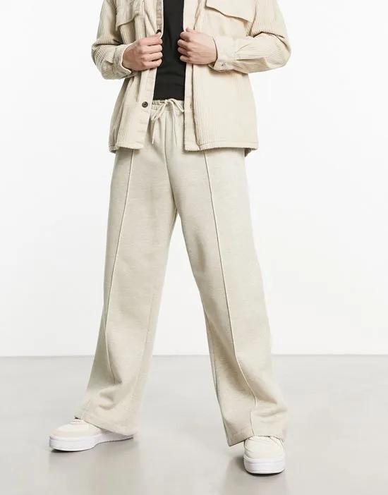 straight leg sweatpants with pintucks in off-white