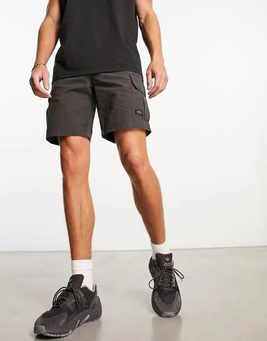 straight nylon cargo shorts in gray