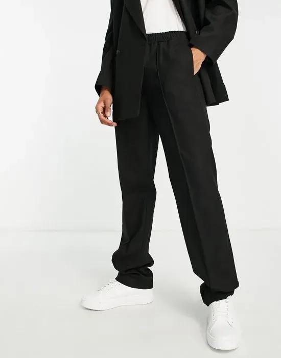 straight pronounced twill suit pants in black