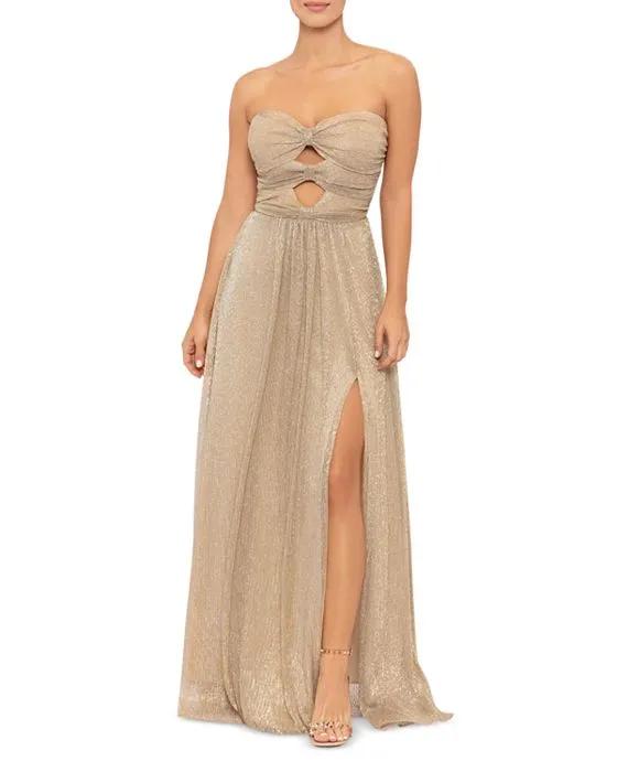 Strapless Metallic Crinkle Gown - 100% Exclusive 
