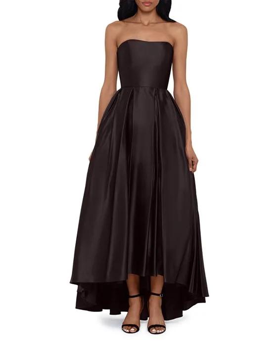 Strapless Pleated High Low Ball Gown - 100% Exclusive