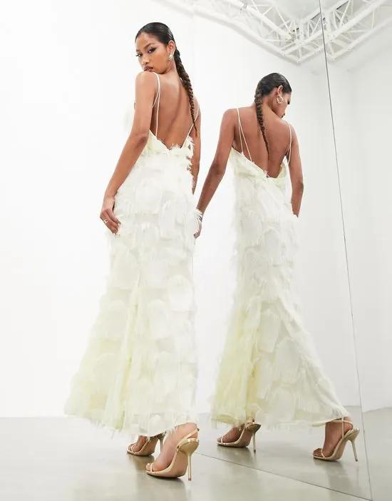 strappy backless cami maxi dress in natural texture