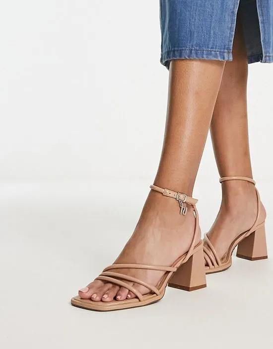 strappy block heeled sandal in beige