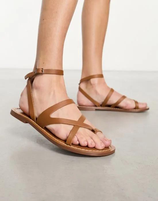 strappy detail flat sandal in brown