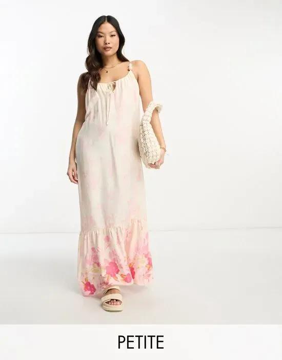strappy floral maxi dress in pink