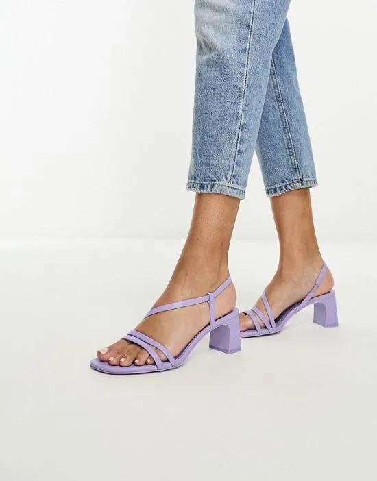 strappy heeled sandal in lilac