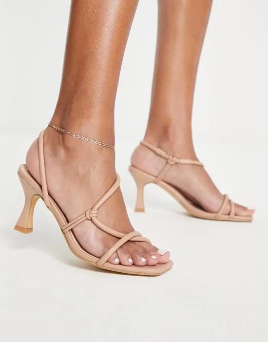 strappy heeled sandals in beige