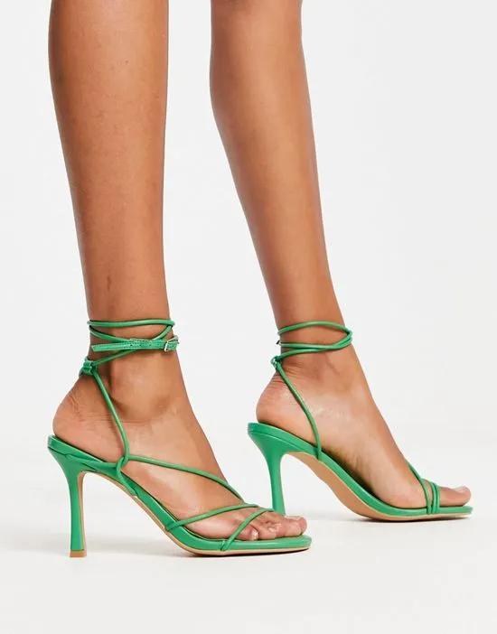 strappy heeled sandals in green