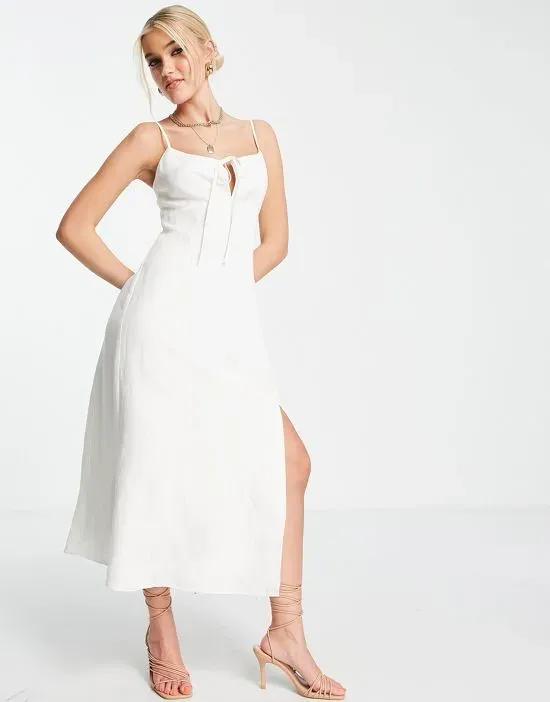 strappy midi dress in white